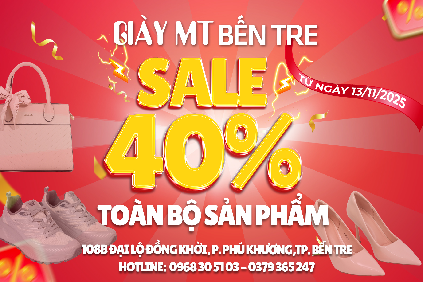 SALE KHỦNG 40% – TẠI GIÀY MT BẾN TRE